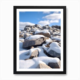 Mountain Rocks Covered In Snow Art Print