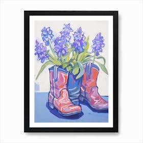 A Painting Of Cowboy Boots With Snapdragon Flowers, Fauvist Style, Still Life 9 Art Print