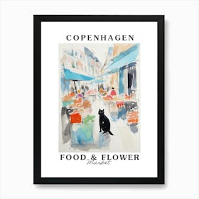 Food Market With Cats In Copenhagen 3 Poster Art Print