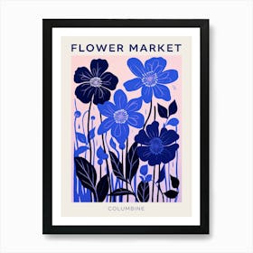 Blue Flower Market Poster Columbine 2 Art Print