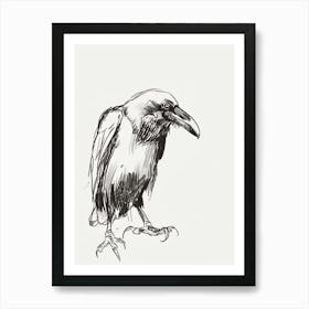 B&W Raven Art Print