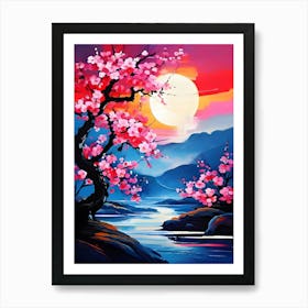 Cherry Blossoms At Sunset Art Print