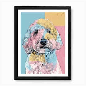 Pastel Spanish Water Dog Line Illustration 1 Art Print