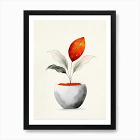 Watercolor Plant In A Bowl Art Print