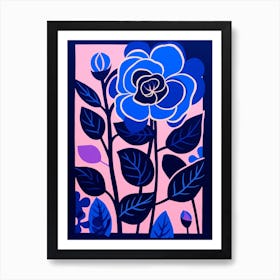 Blue Flower Illustration Rose 2 Art Print