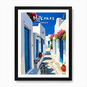 Mykonos Greece Travel Poster Fauvist Style Painting Art Print