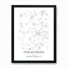 Horb Am Neckar,Germany Minimalist Map Art Print