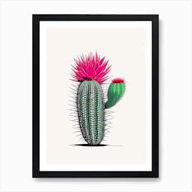 Echinocereus Cactus Minimal Line Drawing Art Print