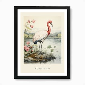 Beatrix Potter Inspired  Animal Watercolour Flamingo 1 Art Print