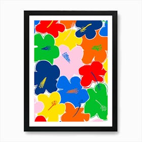 Colourful abstract flower patterned print Art Print