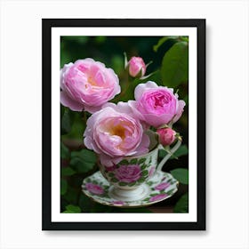 English Roses Painting Rose In A Teacup 2 Art Print