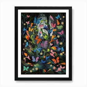 Butterflies in a Forest Montage III Art Print