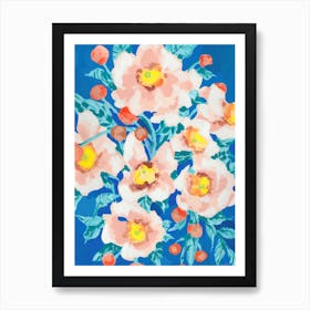 Cobalt Blue With Anemones Art Print