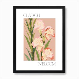 Gladioli In Bloom Flowers Bold Illustration 1 Art Print