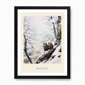 Winter Watercolour Marten 2 Poster Art Print