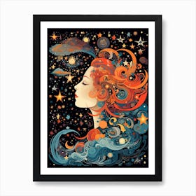 Whimsical Lady Universe Celestial 1 Art Print