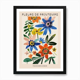 Spring Floral French Poster  Passionflower 1 Art Print