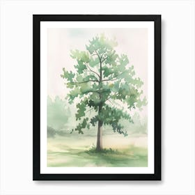 Alder Tree Atmospheric Watercolour Painting 2 Art Print