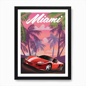 Miami sports car travel Art Print