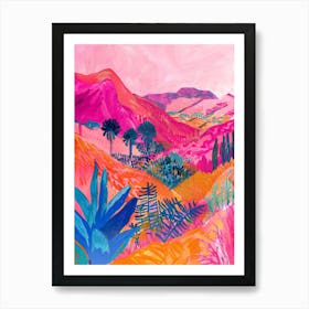 Pink Abstract Landscape Mountains Art Print