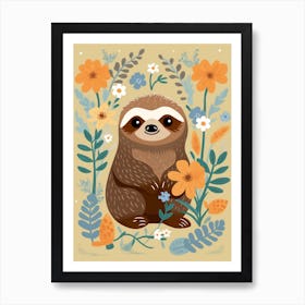 Baby Animal Illustration  Sloth 3 Art Print