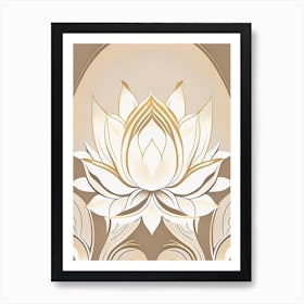 Lotus Flower Pattern Retro Minimal 1 Art Print