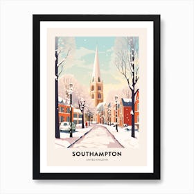 Vintage Winter Travel Poster Southampton United Kingdom 2 Art Print