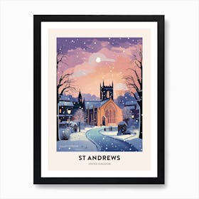 Winter Night  Travel Poster St Andrews United Kingdom 3 Art Print