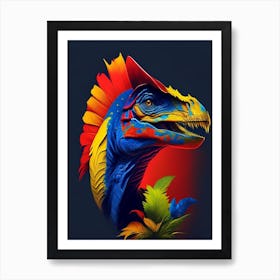 Dilophosaurus Primary Colours Dinosaur Art Print