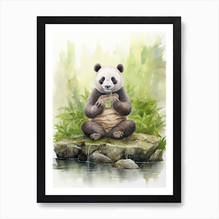 Panda practicing Yoga Art Print