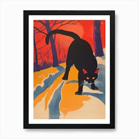 Black Cat In Snow 1 Art Print