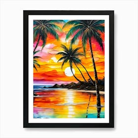 Sunset At The Beach 2 Art Print