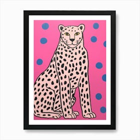 Pink Polka Dot Cougar 4 Art Print