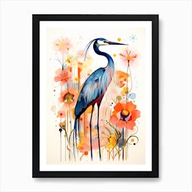 Bird Painting Collage Great Blue Heron 1 Poster