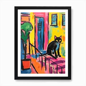 Painting Of A Cat In Verona Italy 1 Art Print