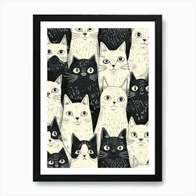 Perfectly Repeatable Artwork With Cute Cat Faces 44 Art Print