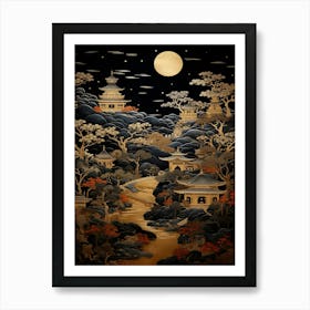 Asian Landscape At Night 1 Art Print