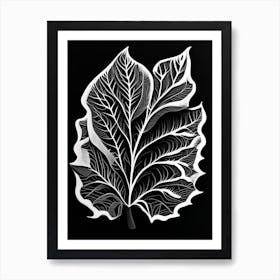 Plum Leaf Linocut 4 Art Print