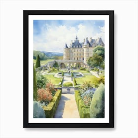 Château De Villandry Gardens, France Watercolour 1 Art Print