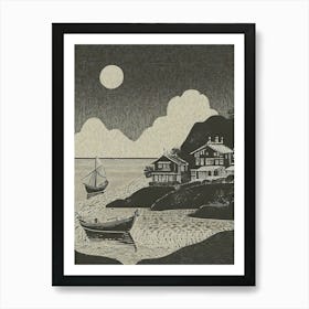 Moonlight On The Fjord Art Print