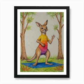 Kangaroo Yoga 9 Art Print