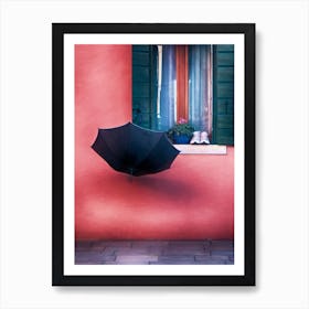 Umbrella & Window Burano Art Print