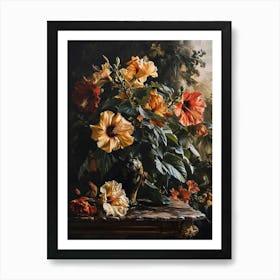 Baroque Floral Still Life Hibiscus 1 Art Print