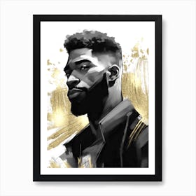 Black Man with Gold Abstract 8 Art Print