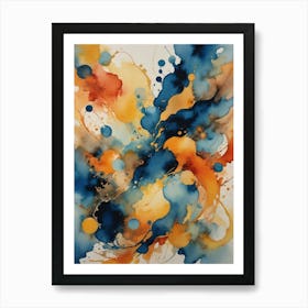 Blue Splashes Fragments of Time Art Print