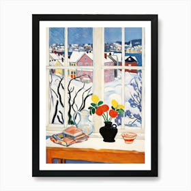 The Windowsill Of Troms   Norway Snow Inspired By Matisse 3 Art Print