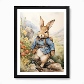 Bunny Hicking Rabbit Prints Watercolour 10 Art Print