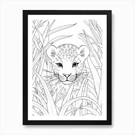 Line Art Jungle Animal Leopard 2 Art Print