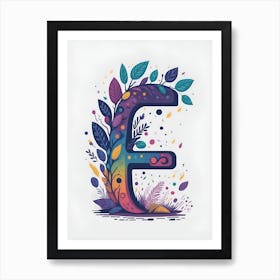 Colorful Letter F Illustration 29 Art Print