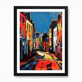 Painting Of Edinburgh, Scotland With A Cat In The Style Of Pop Art 3 Art Print